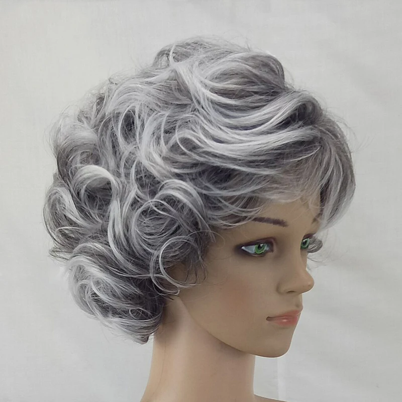 Hairjoy Peluca Para Mujer 2 Tonos Gris Blanco Ombre Pelo Corto Sintetico Rizado En Capas Flequillo Hinchado Resistente Al Calor Disponible En 9 Colores Aliexpress