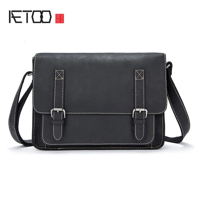 

AETOO Crazy horse leather man bag Europe and the United States retro leather bag men's shoulder Messenger bag genuine leather