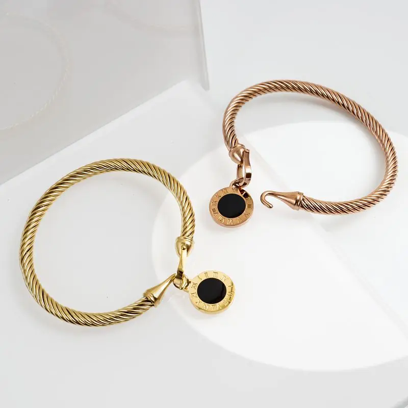 MSX Fashion Gold Color Stainless Steel Bangle Bracelet Vintage Love Roman Numerals Wristband Bracelets Bangles For Men Women bangle bracelet stainless steel bracelet