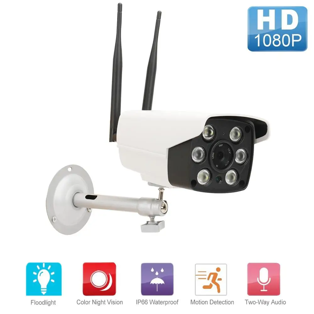 WiFi Security Camera with Floodlight 1080P Motion Activated Colour Night Vision Outdoor Weatherproof IP Camera Two Way Audio