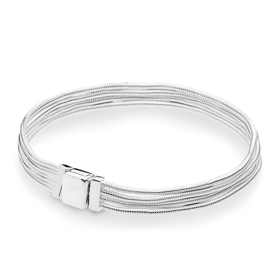 

Best Quality 925 Sterling Silver Reflexion Multi Snake Chain Bracelet Fit Original Reflexions Clip Charm Bracelet DIY Jewelry