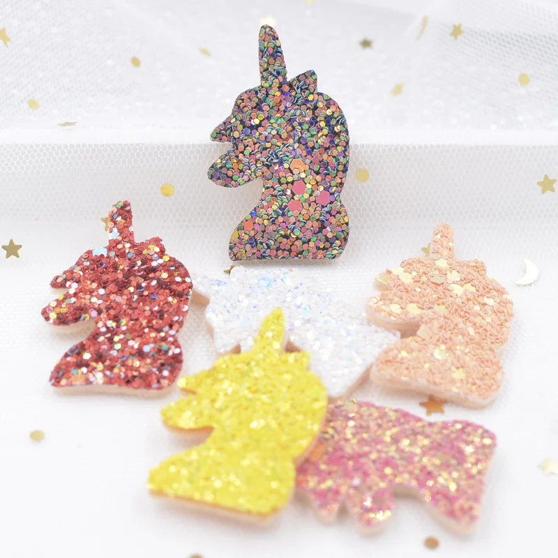 

12Pcs Upscale Glitter Paillette Cartoon Unicorn Appliques Padded Patches for DIY Happy Birthday Party Magical Dessert Decor F84