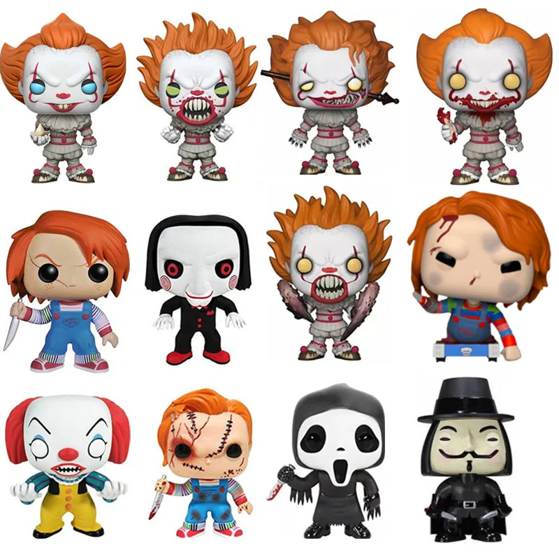 

FUNKO POP Movie Stephen King's It Child's Play Saw Scream Pennywise Chucky V for Vendetta Action Figure Toys for kids Christmas