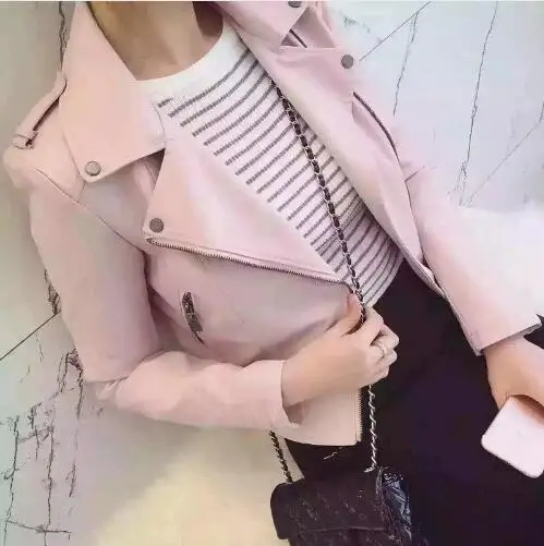 

2018 New Fashion Women Casual Motorcycle Faux Soft Leather Jackets Female Winter Autumn Brown Black Coat Outwear Hot Sale