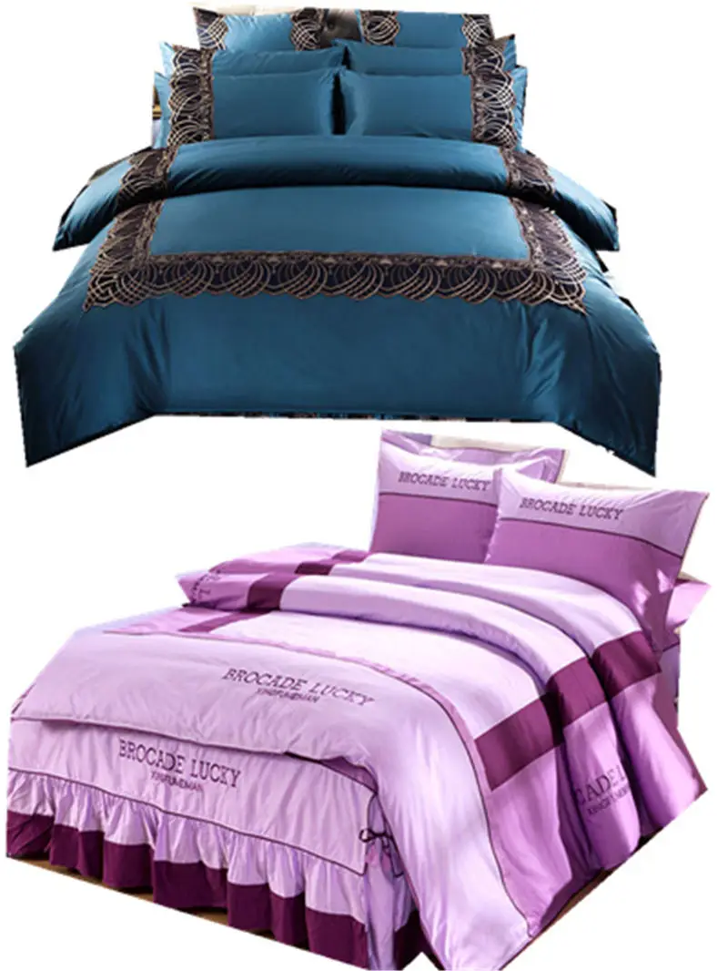 

Luxury royal bedding complete set of cotton quilt cover fashion elegant pillowcase bed skirt variety style 4pcs