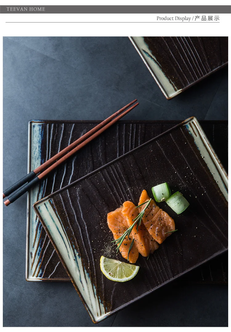 EECAMAIL творческая личность японский стиль Глина Керамика ресторан столовая посуда квадратный сашими стейк тарелка суши тарелка