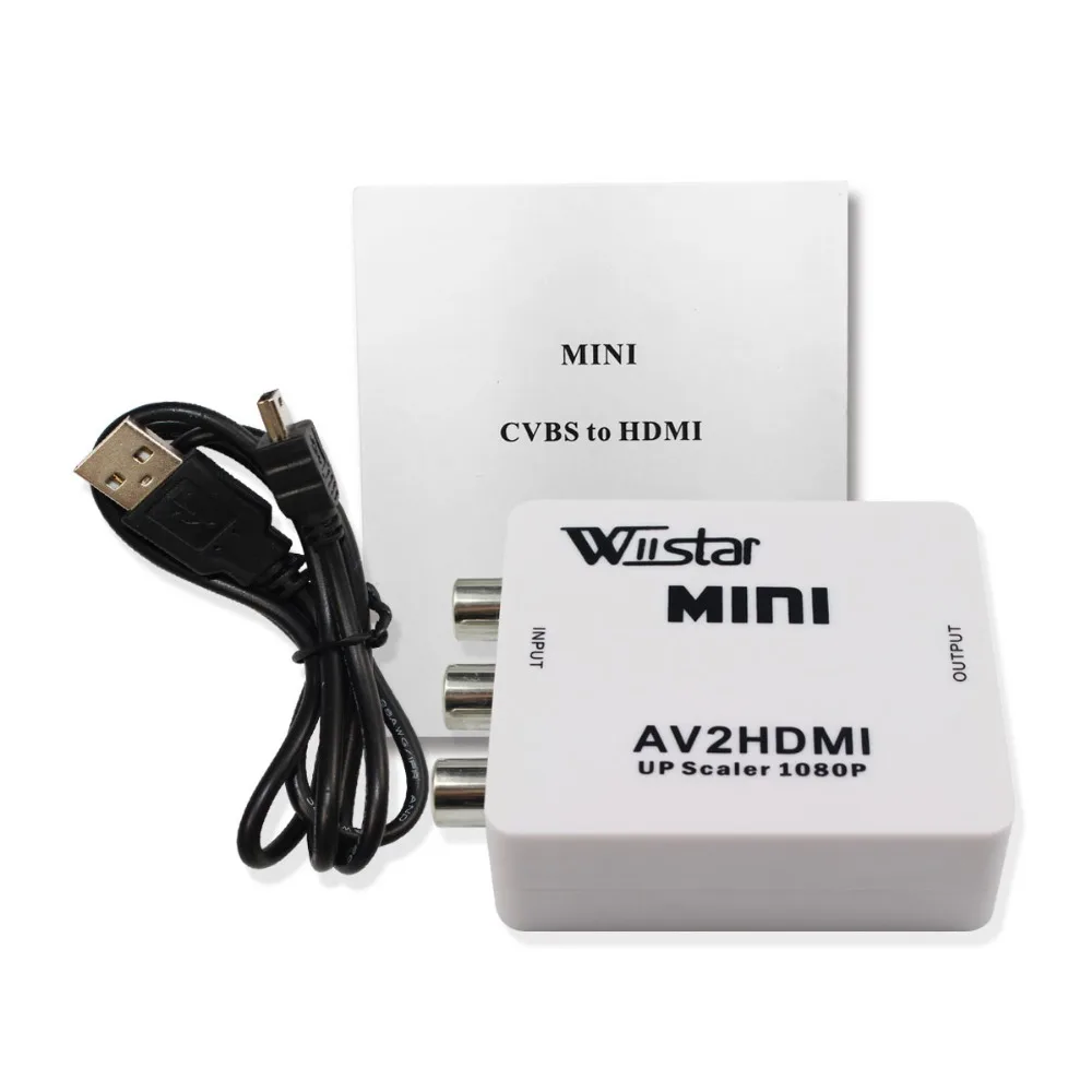 Wiistar Mini AV2HDMI Upscaler 1080P PS 2 DV Adpter AV RCA к HDMI видео конвертер адаптер