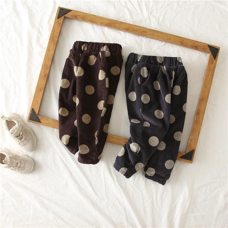 

Autumn Winter Baby Girls Corduroy Pants Thicken Kids Boys Trousers Casual Elastic Velvet Warm Pants Girl Bottom Children Clothes