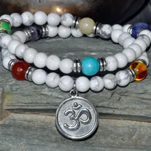 SN0186 Calming Balance 54 бусы Мала Браслет OM yoga7 Браслет Чакра новейший дизайн мода обёрточная Бумага браслет