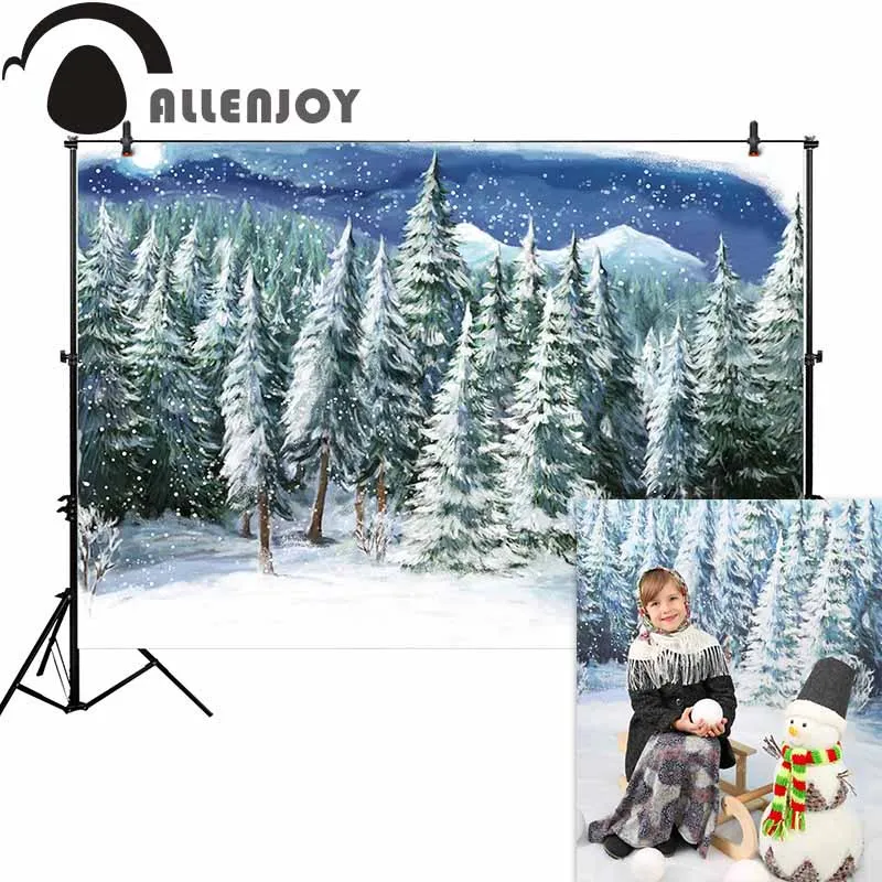 Allenjoy фон для фотостудии Зимний лес снег гора живопись фон напечатанный фотосессия портретная съемка