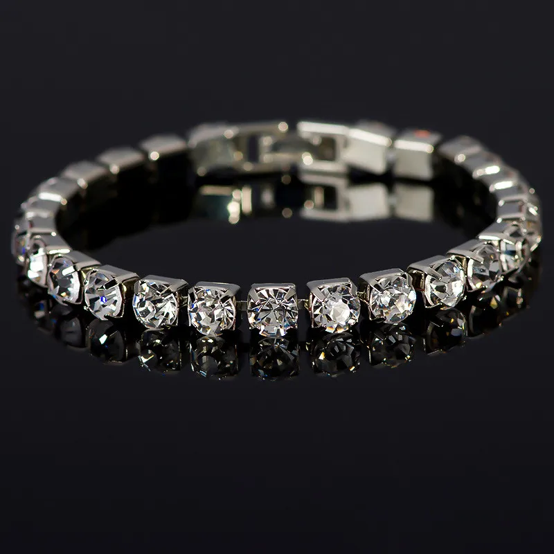 

Luxury Female Crystal Rhinestone Bracelet Bangle Fashion 925 Silver Jewelry Vintage Charm Wedding Bracelets For Women