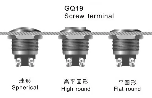 GQ19F-10 19 мм 1NO мгновенный металлический кнопочный переключатель с плоским круглым