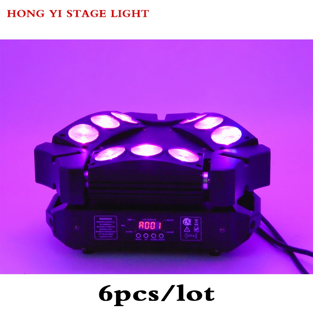 

6xLot 9 Eyes LED Spider Adj Light With Endless Rotating Stage Light 16/48 DMX