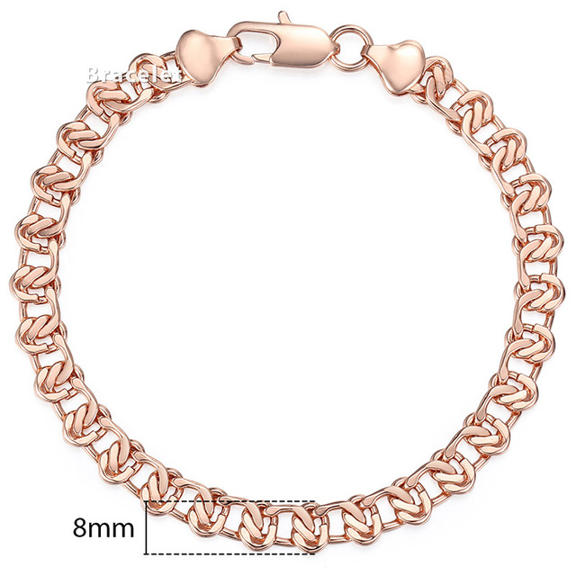 585 Rose Gold Bracelets Curb Snail Foxtail Venitian Link Hand Chain Friendship Jewelry Gifts for Women Girl 7-9inch