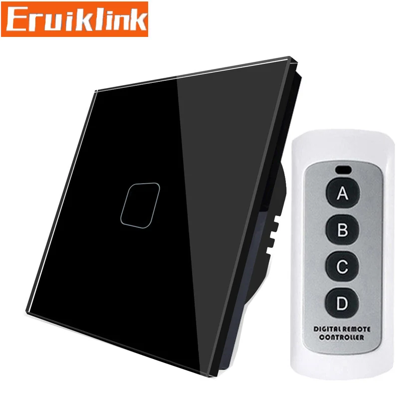 

EU/UK Standard Remote Control Light Switch, 220V RF433 Smart Home 1/2/3 Gang 1 Way Wall Touch Switch With LED Indicator