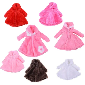 

Winter Warm Wear Pink Fur Coat Clothes For Dolls Fur Doll Clothing For 1/6 BJD Doll Kids Playhouse Toy Doll Accessories