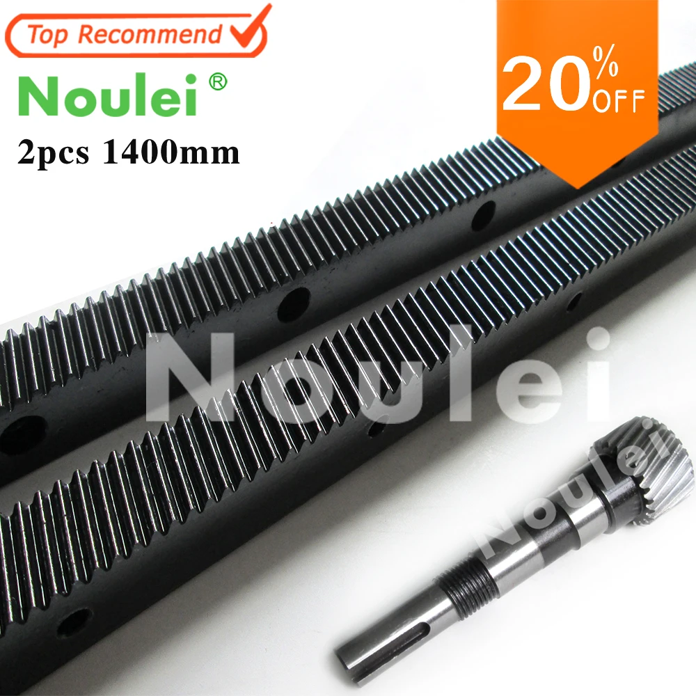 

Noulei 2pcs 1.25mod 1400mm Helical Gear Rack CNC Router Right Hand 45 Steel Oblique teeth Rack