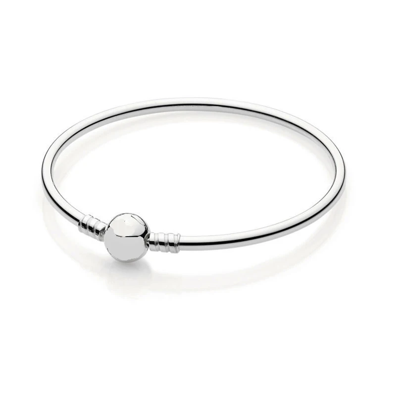 

Authentic 925 Sterling Silver Moments Bangle with Silver Clasp Fit European Charm Original Pan Bracelets For Women DIY Jewelry