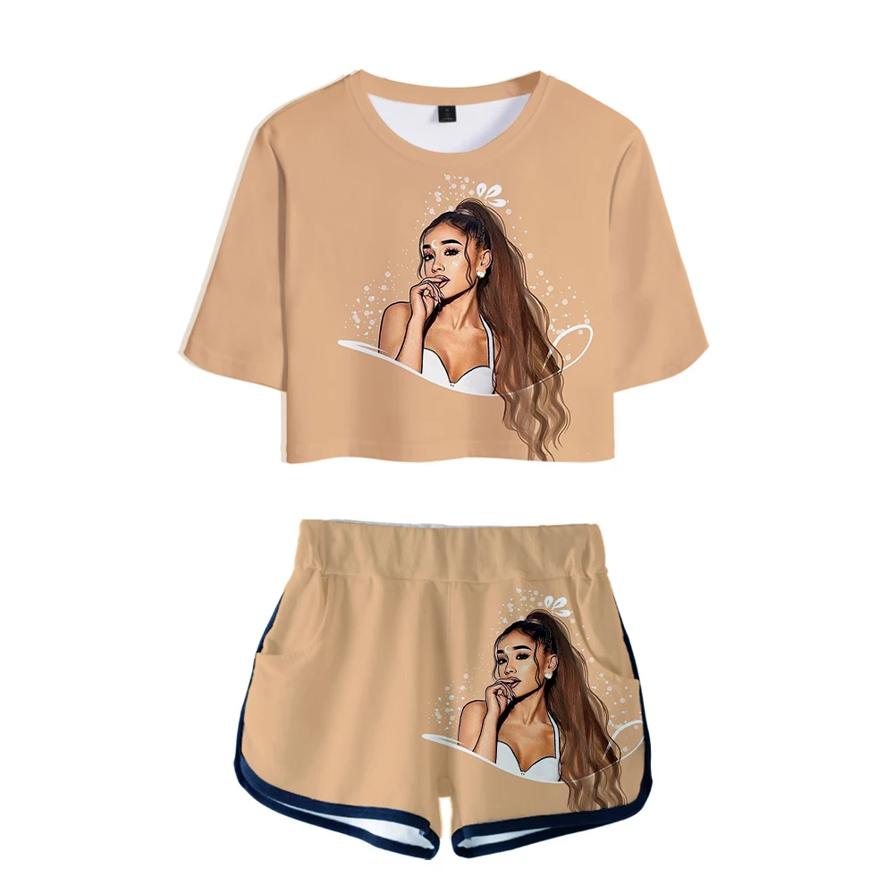 Новинка 2019 комплект из двух предметов и короткие брюки Ariana Grande женские комплекты