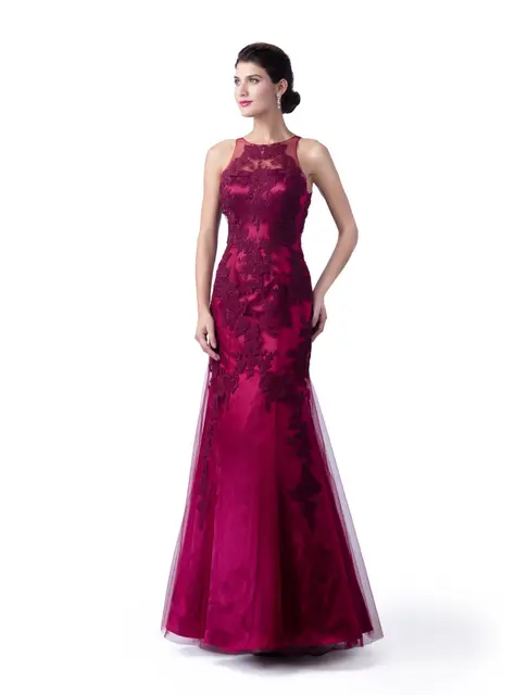 vestido vermelho escuro longo