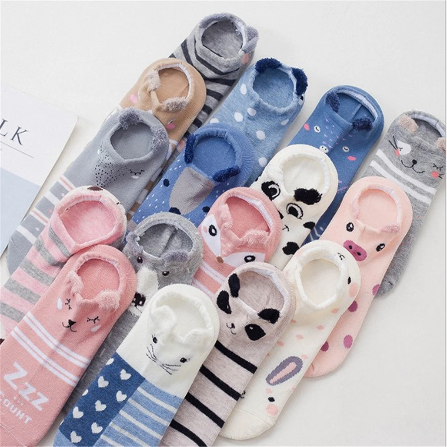 Женские хлопковые носки стереоскопические милые животные женские Kawaii кот с