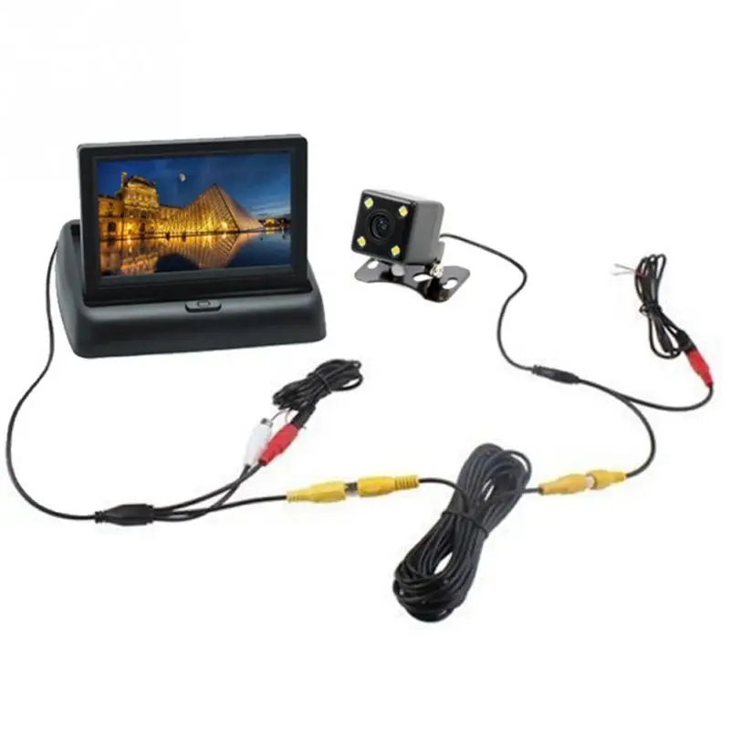 

With Light Wired LCD Screen Car Rearview Kit Foldable Monitor Reversing Camera