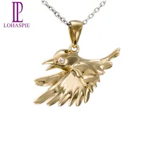 Lohaspie золотые украшения 10K желтый золотой кулон в форме птицы изысканные модные украшения для женщин подарок поставляется с серебряной цепочкой 18 дюймов