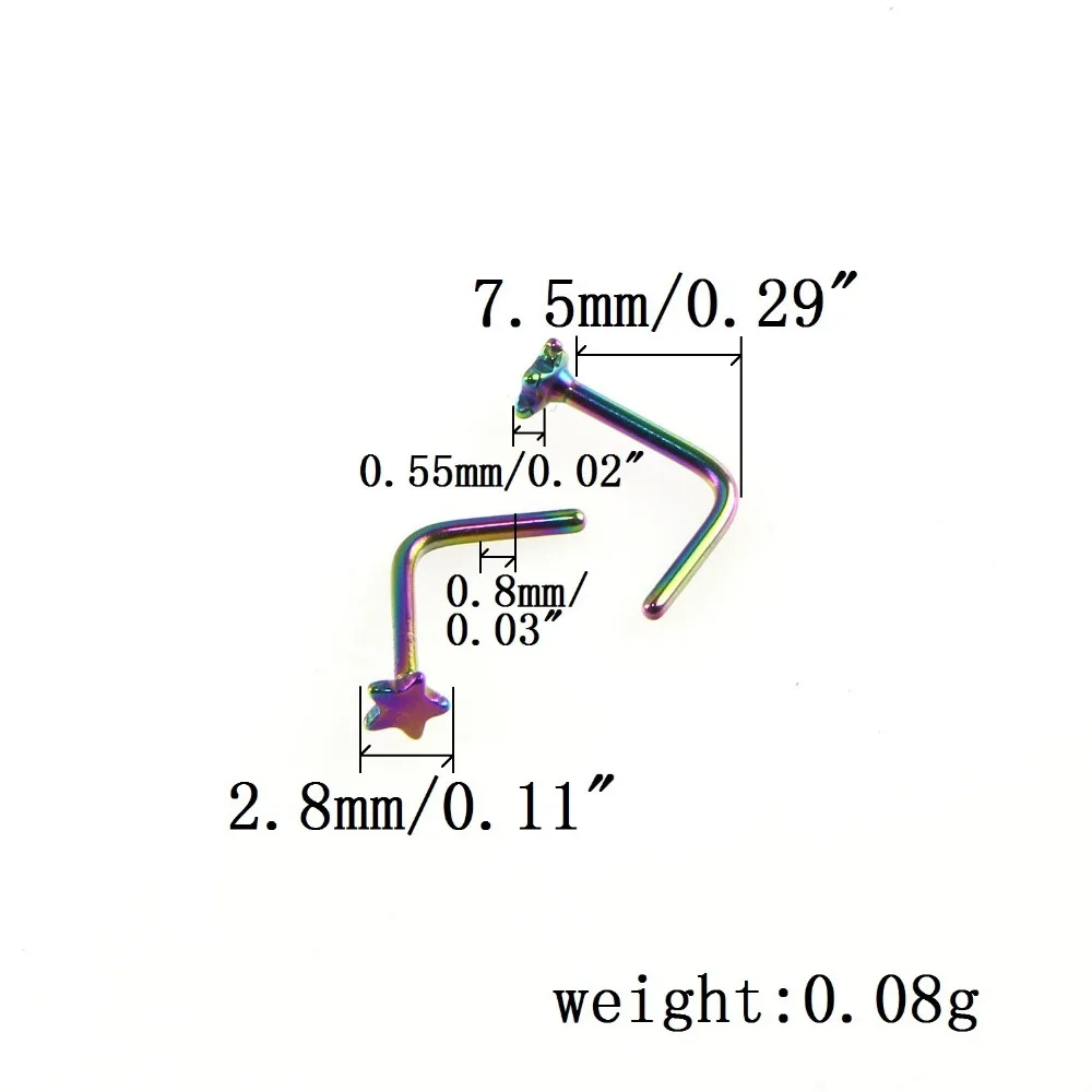 New Arrival Simple L Shape Surgical Steel 0.8*8mm Nose Studs Hooks Bar Pin Nose Rings Body Piercing Jewelry For Women - Image 4