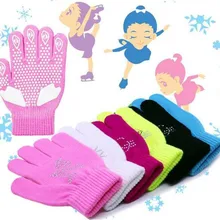 Парящие перчатки для фигурного катания для детей, девочек, взрослых, вязаные варежки, эластичные теплые флисовые перчатки для катания на коньках, снежные перчатки для защиты рук
