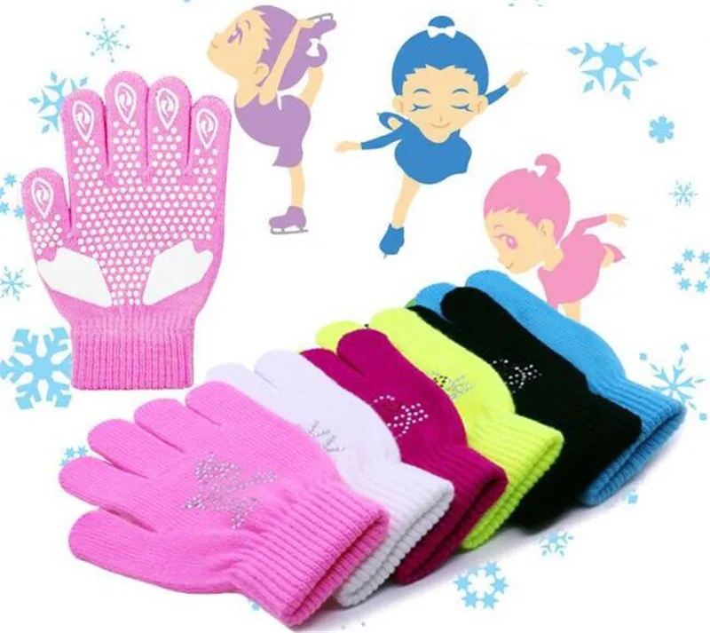 SOARED Figure Skating Gloves For Kids Girl Adult Knitted Mittens
