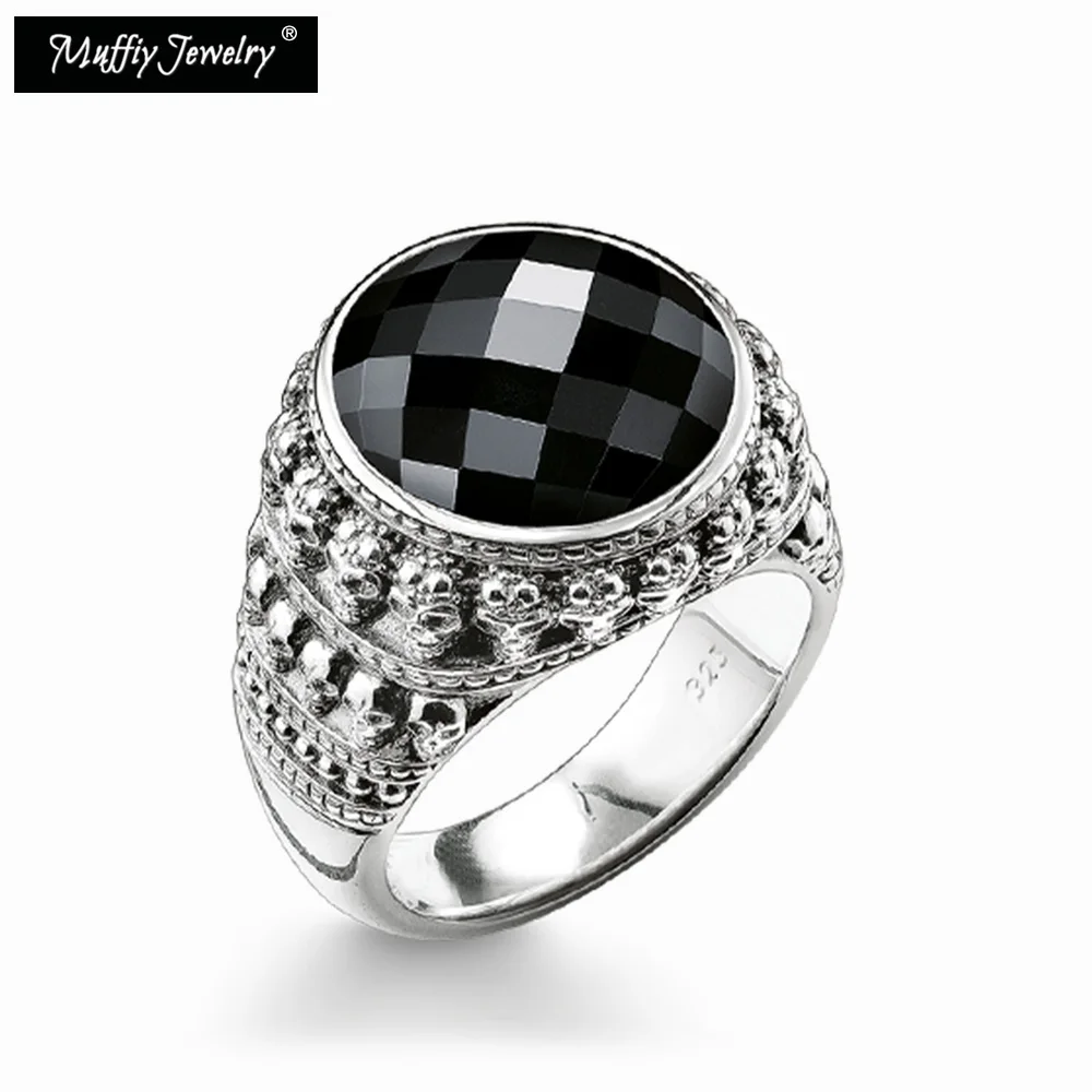 

Black Oval CZ Skull Skeleton Cocktail Ring,Europe Style Fashion,Jewelry For Men & Women,2019 Gift In Silver to Lover