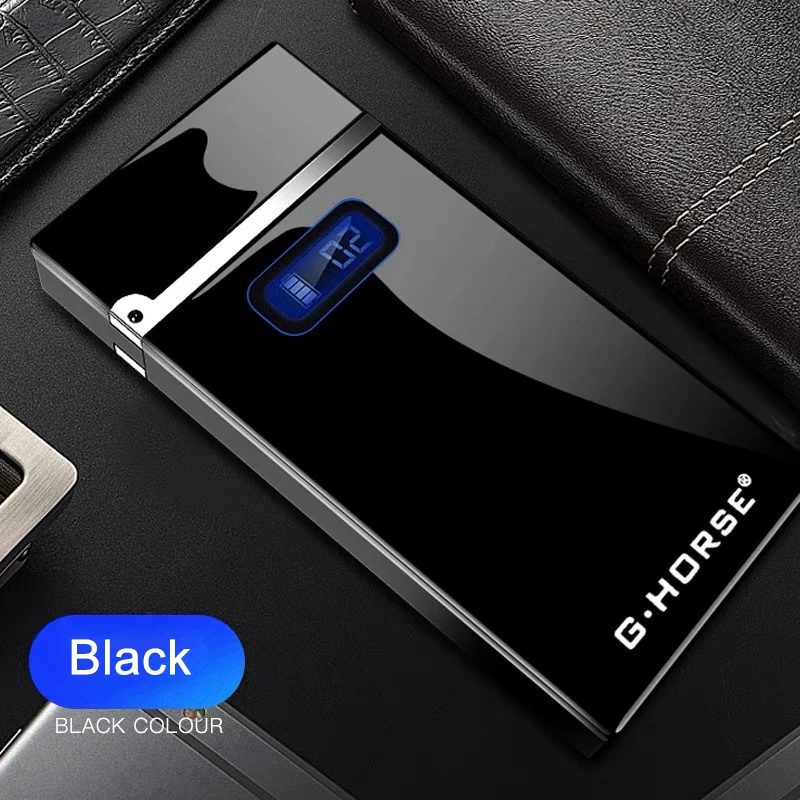 USB перезаряжаемая Зажигалка со светодиодным дисплеем ветрозащитная дуговая