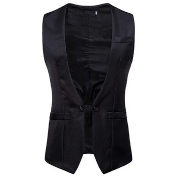 

Men Vest Gilet Costume Homme 2018 Brand New Formal Business Wedding Suit Vest Mens Slim Fit Double Breasted Waistcoat Male XXL