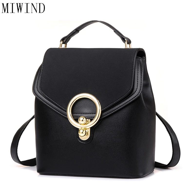 MIWIND Fashion Women Backpack College Style Good Quality School Backpacks Teenage Girls Women Pu Leather Travel