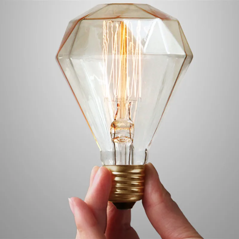 Ретро Edison led светильник лампы Алмазный G95 E27 40W 220V лампа накаливания Винтаж
