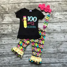 Enfants filles boutique vêtements filles 100 jours de l’école filles retour à l’école tenues filles crayon pantalon tenues avec accessoires