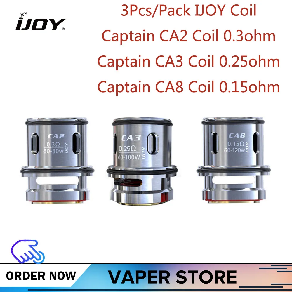 

Original IJOY Captain CA2 CA3 CA8 Coil 0.3ohm 0.2ohm 0.15ohm 3pcs/Pack Fit For IJOY Subohm Tank Atomizer E-Cigarette