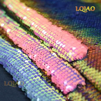 

1 Yard Iridescent Gold-Rainbow Reversible Sequin Fabric Embroidered African Sequin Fabric for Dresses/Bag/DIY Craft Sewing