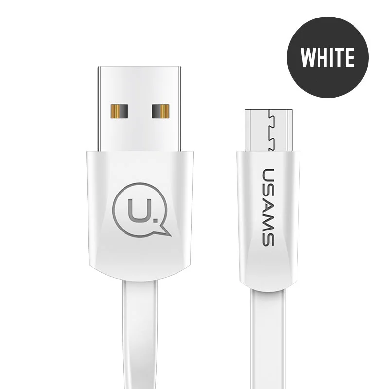 USAMS Micro USB кабель для samsung S7 S6 Xiaomi redmi 5a кабель 2A Быстрая зарядка кабель для передачи данных для Android MicroUSB Кабели для мобильных телефонов - Цвет: White