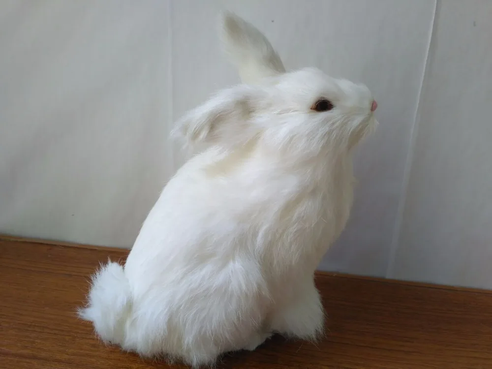 Симпатичные Моделирование Кролик Игрушка полиэтилен и меха белый кролик модель подарок 16x11x23 см 1547