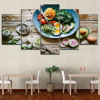 

Home Decor Wall Artwork Modular Pictures Canvas Printing Type Kitchen & Restaurant 5 Pieces Fruit Platter With Chocolate Poster