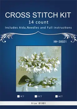 

ONEROOM white vase rose flowers 2 Cross Stitch Embroidery Kits 14CT Owl Animal Tree Cotton Thread Painting DIY Needlework DMC