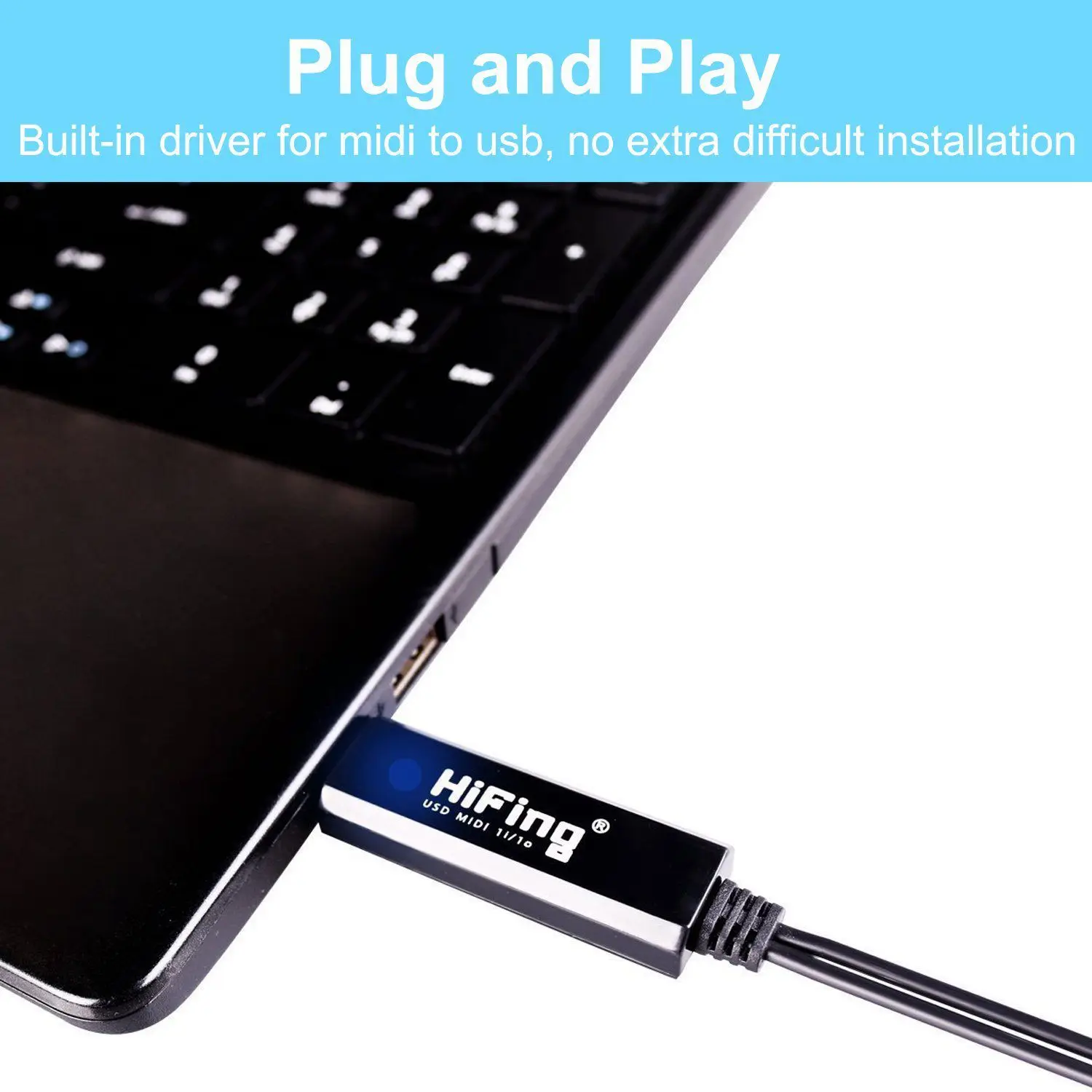 Конвертер/адаптер интерфейса USB IN OUT MIDI с 5 контактным DIN кабелем для