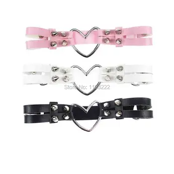 

Cute Spikes Garter Handmade Leather Garter Thigh High Harness Big Heart Shaped Double Row Adjustable Leg Ring GARTER BELT