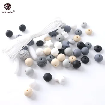 

Let's Make Baby Teether Mix Rodent Silicone Beads Mini Stars 50PCS BPA Free Silicone Teether DIY Children Necklace Teething Toys