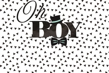 

Laeacco Baby Shower Backdrops Boy Hat Tie Black Triangle Pattern Banner Party Photographic Backgrounds Photocall Photo Studio