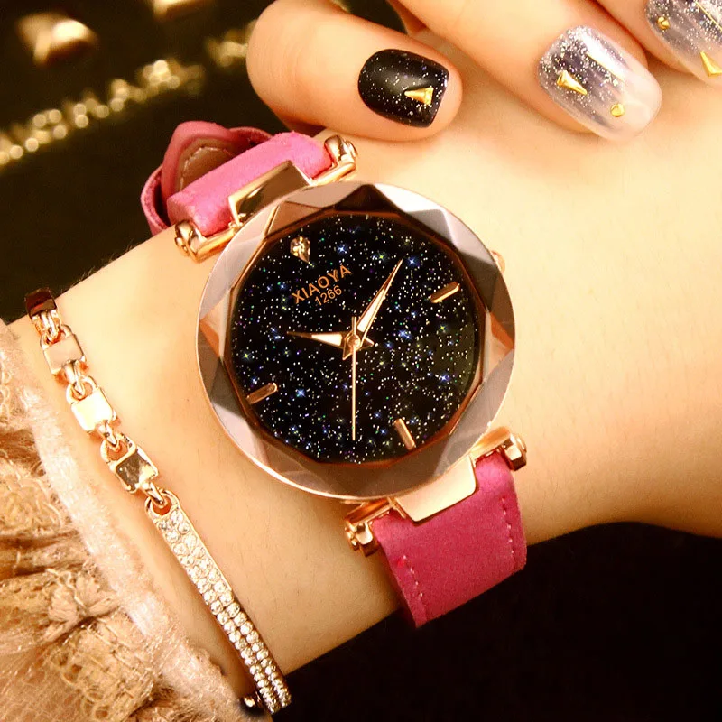 Женские часы-браслет Роскошные Relogio Feminino звездное небо наручные часы для женщин Reloj Mujer Wach дропшиппинг - Цвет: pink2