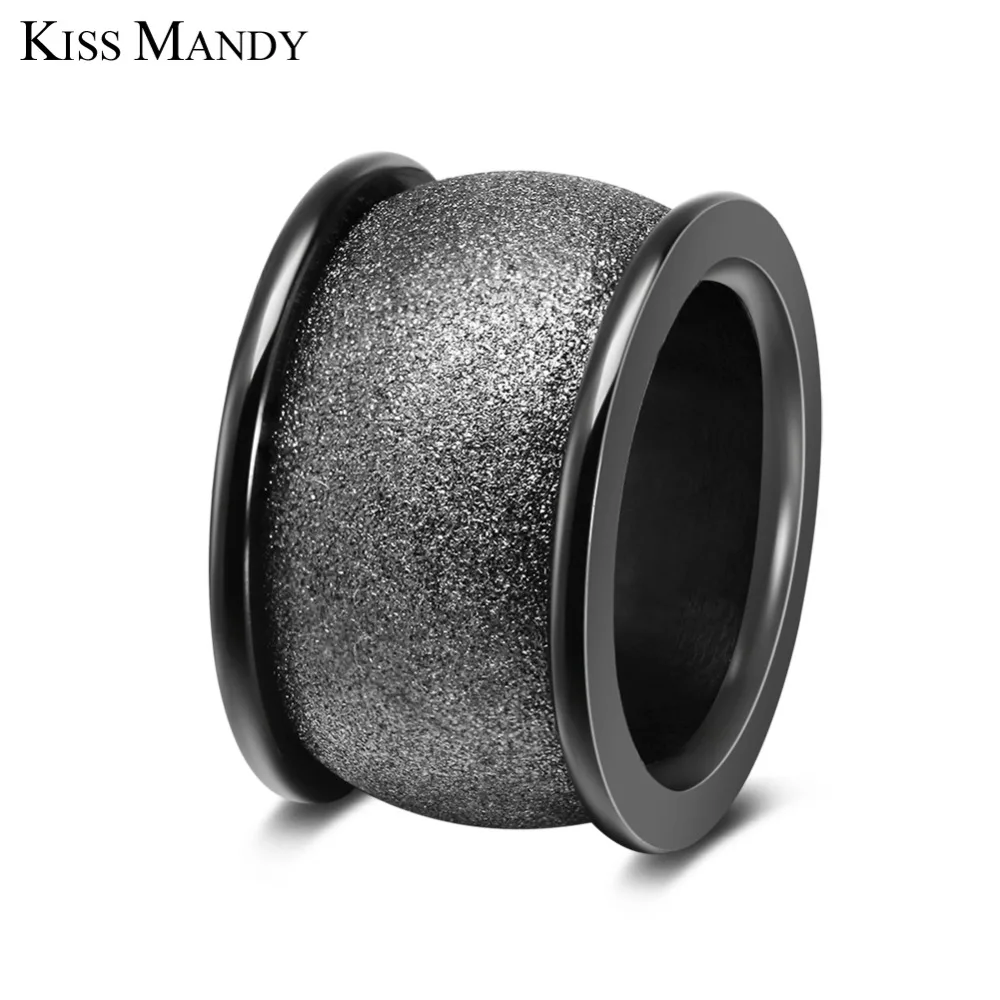

KISS MANDY High Polished Stainless Steel Men Ring Frosting Surface Black Silver Gold color Finger Rock Jewelry FR72