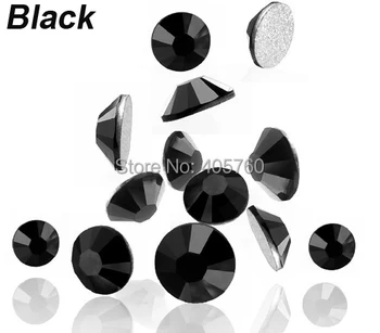 

Wholesale 1400PCS Black 3D Crystal Diamond Facets Flat Back Rhinestone Acrylic Nail Art Gems Decals 6SS-2.0MM Free Shipping
