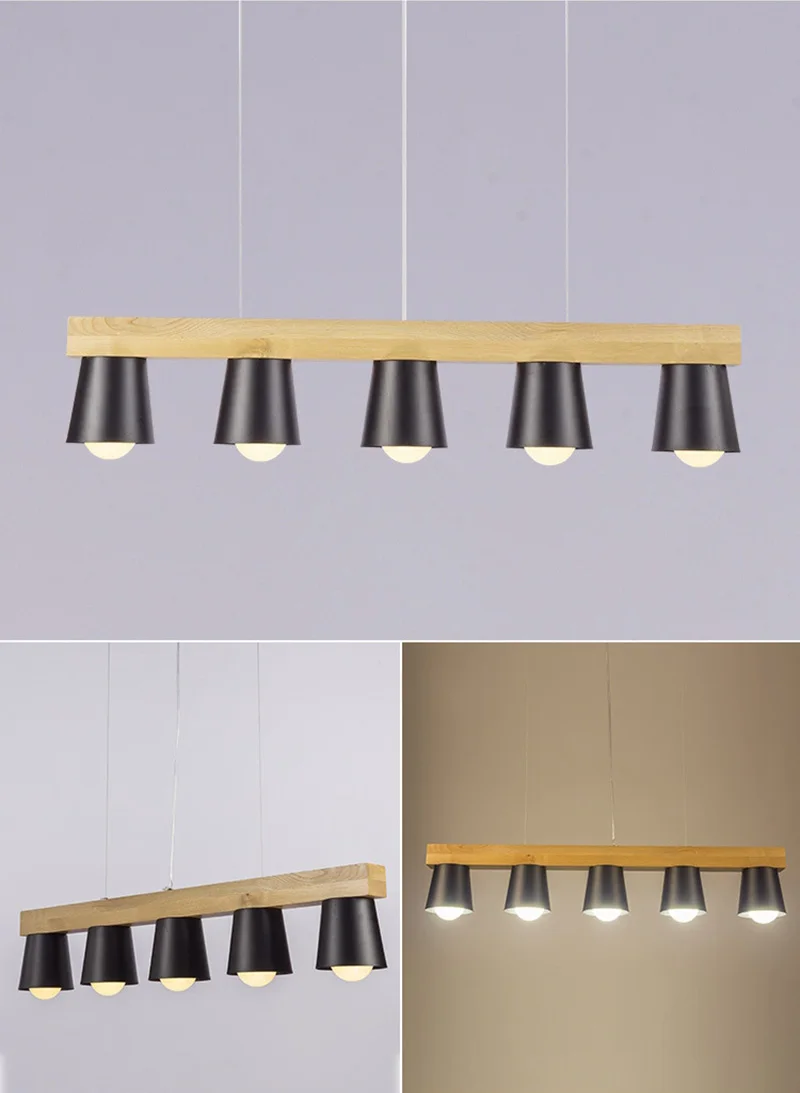 Japan Style Simple Wood Pendant Light Modern Black White Lampshade Wooden Pendant Lights Dining Room Hanging Lamp Kitchen Fixture (8)